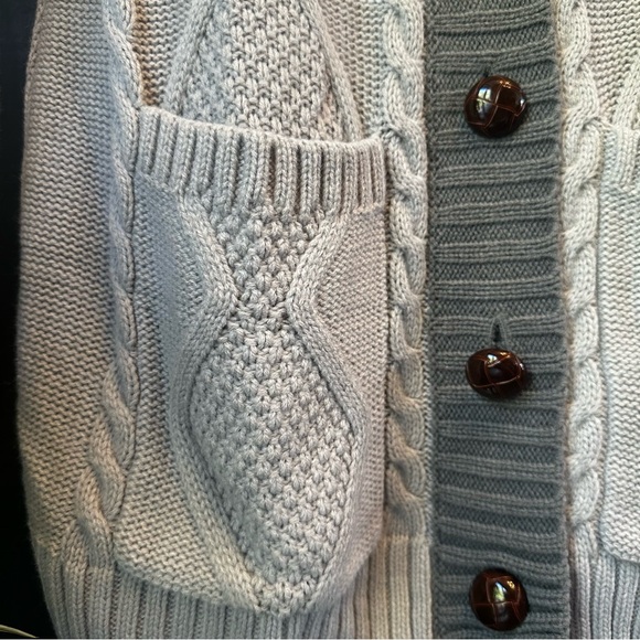 Chicago Colorblock Gray Tritone Button Up‎ Grampa Cardigan Sweater sz M - Picture 6 of 11